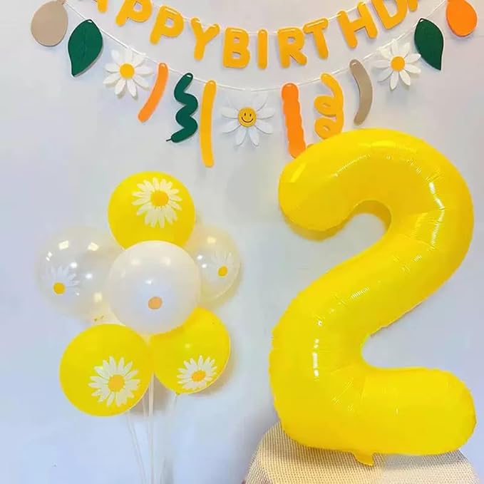 40 inch Yellow Number Balloon Giant Foil Helium Balloons Number 2 Balloon for 2nd Birthday Party Decorations
