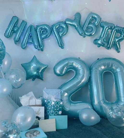 Pearl Blue 9 Number Balloon, 40 Inch Big 9 Balloon Number, Jumbo Giant Happy 9th 19 29 39 49 99 Birthday Party Decorations, Large Nine Mylar Foil Anniversary Birthday Party Engagement Decorations