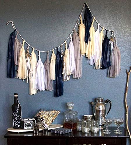 9.8in White Tissue Paper Tassel DIY Hanging Paper Decorations Party Garland for Party, Wedding, Festival, Baby Shower 20PCS (25cm)
