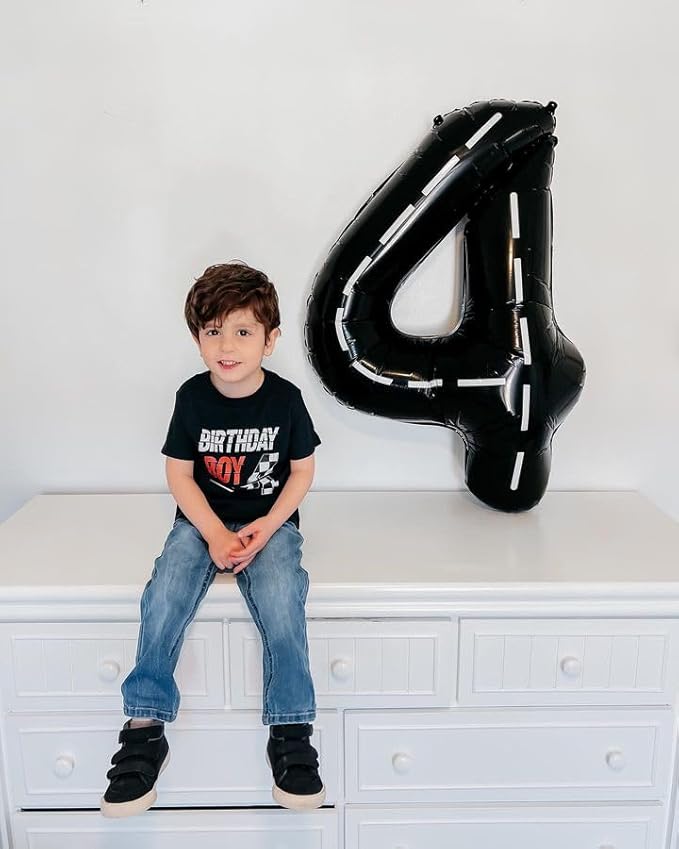 Race Car 8 Balloon, Number Balloons 40 Inch, 8th Black Birthday Decorations for Boys, Racing Party Decorations Birthday Balloons, Number 8 Balloon