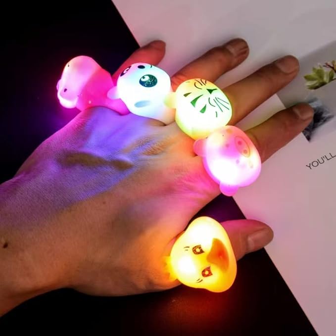 SOFLIY 99 Pcs LED Light Up Ring - Colorful Flashing Bumpy Rings Finger Toys Novelty Glow in the Dark Soft Jelly Blinking Rings Party Favors for Adults Kids Bachelorette Party Halloween Concert Gifts