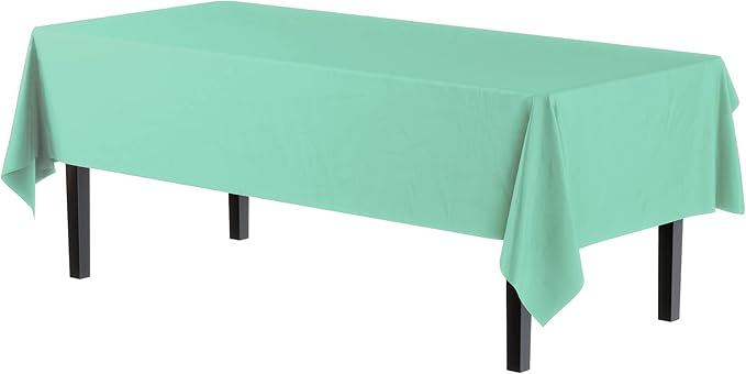 Exquisite 12-Pack Premium Plastic Tablecloth 54in. x 108in. Rectangle Table Cover - Lig...