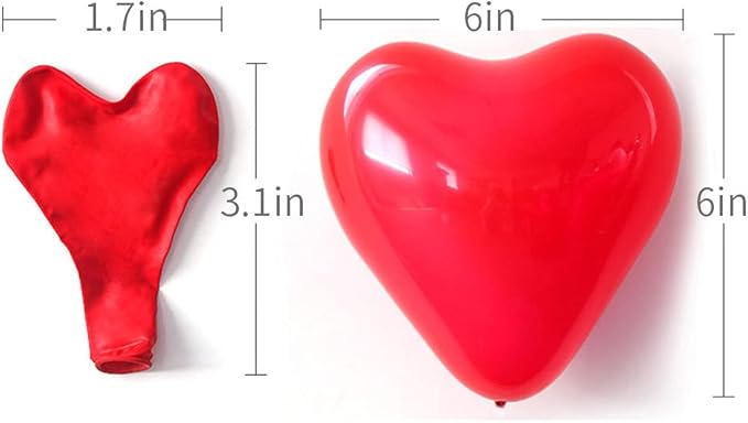 100 6-inch Heart shaped balloons 10 Kinds of Mixed Color Latex Balloons for Valentines Day,Propose Marriage,Wedding Party.(red, purple,yellow,green,blue, pink, white,orange,etc.)