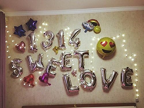 Glanzzeit 16 Inch Silver Foil Balloons Letters A to Z Numbers 0 to 9 for Prom Wedding Birthday Party Decor (Letter T)