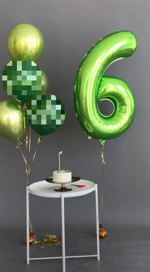 40 Inch Light Green Mylar Foil Number 6 Birthday Balloon, Digital Balloons for 6 16 Boy Girl Party Decorations Supplies, Light Green Big Helium Balloon Numbers for 26 36 46 60 Men Women Anniversary