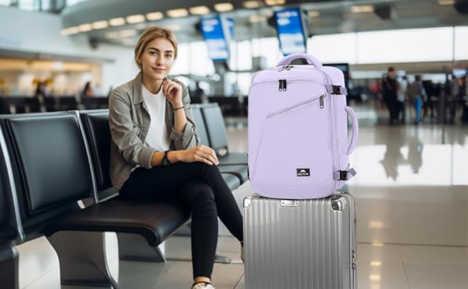MATEIN Purple Backpack, Extra Large Travel Backpack for Women, Expandable Suitcase for Hiking Camping Gym, Water Resistant Carryon Daypack for Travelling, Cute Gifts, Light Purple