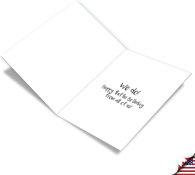 NobleWorks - Hilarious Happy Birthday Card with Envelope (8.5 x 11 Inch) - Funny Animal Greeting Card From All Of Us - Fluffy Kitten J3224BDG-US