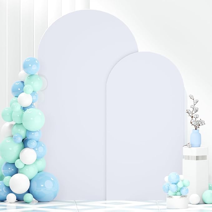 Arch White Cover Spandex Arch Cover Set of 2 Arches Covers Stretchy Backdrop Wedding Arched Covers Fabric Chiara Backdrop Covering 7.2FT 6FT for Baby Shower Birthday Banquet Decorations