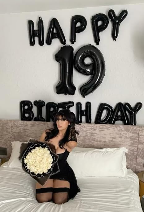 Black Number 7 Birthday Balloon 40 Inch, 7 17 27 70 77 Party Celebration Decorations Supplies, Mylar Foil Numbers Balloons for Seven Wedding Anniversary