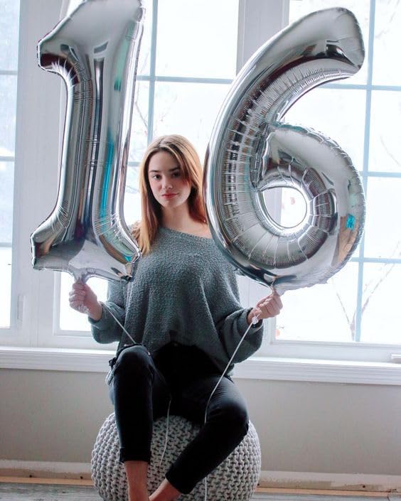 Silver Number 60 Balloon 40 Inch, 60th Birthday Party Decorations for Children, Giant 60 Foil Balloon for Party Supplies