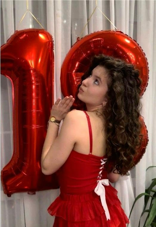 Number Balloon Red 1 Balloon 40 Inch, Red One 1st Number Balloon for First Birthday, 1 10 11 12 15 16 17 18 Red Party Graduations Decorations
