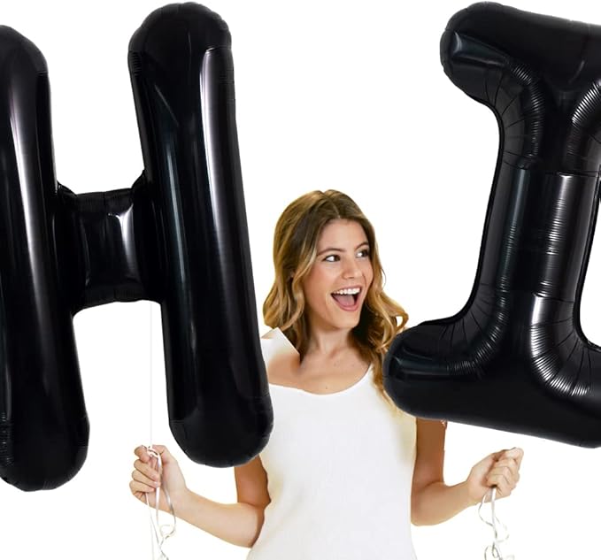 TONIFUL 40 Inch Large Black H Letter Balloon - Jumbo Helium Foil Mylar Big Alphabet for 2026 New Year Eve Graduation Wedding Baby Shower Birthday Party Anniversary Supplies Decorations