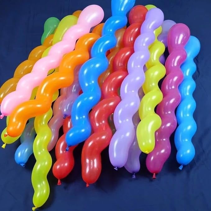 Spiral Latex Balloons, Multicolor Party Decorations, Assorted Colors, Twist Shape 100 pcs for Children's Birthday Decoration (100)