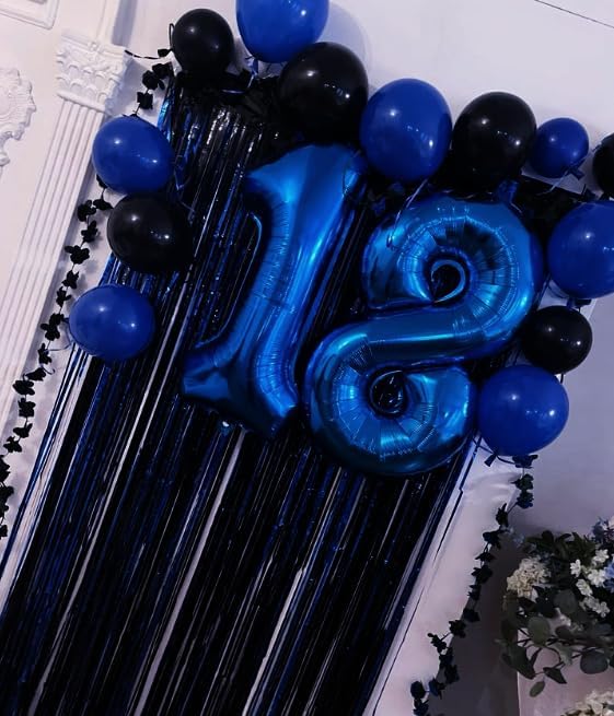 Helium Foil Night Blue Number 8 Balloon 40 Inch, Mylar Eight Numbers 8 18 28 38 48 58 80 88 Birthday Balloons, Night Blue Women Men Anniversary Graduations Party Supplies