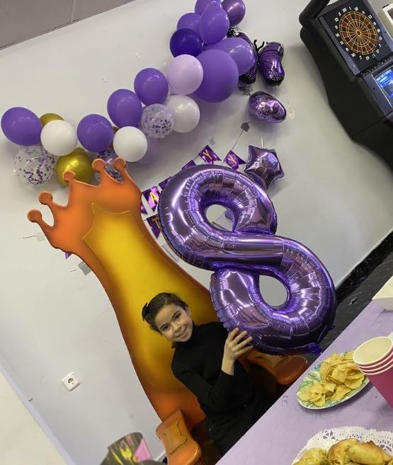 Purple Foil Number 8 Balloon 40 Inch, Helium Mylar Eight Number 8 18 28 38 48 58 80 88 Birthday Balloons, 8th Purple Women Men Wedding Anniversary, Graduations Party Supplies