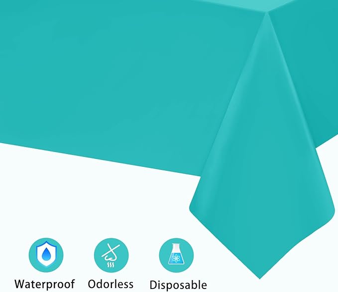 Kopokita 6PCS Teal Plastic Tablecloths 54 x 108 Inch, Disposable Table Cloths Rectangle Party Table Covers