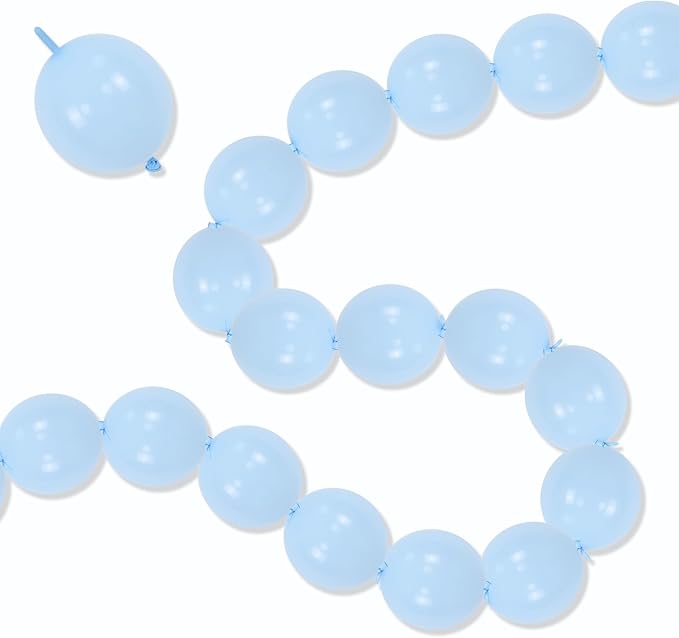 Light Blue Linking Balloons, 60PCS 6 Inch Small Baby Blue Quick Link Balloons for Making Balloon Wall Heart Arch, Tails Balloon for Wedding Birthday Baby Shower Engagement Graduation Party Decorations