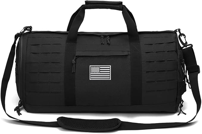 QT&QY 40L Military Tactical Duffle Bag For Men Sport Gym Fitness Tote Travel Training Workout With Shoe Compartment Basketball Football Weekender