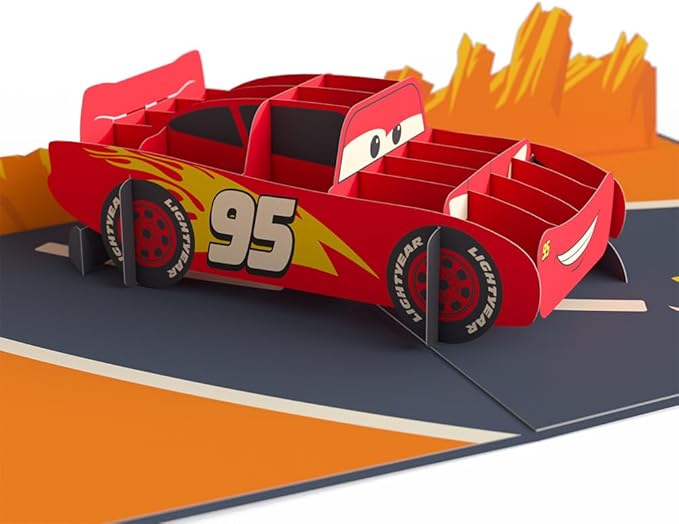 Lovepop Happy Birthday Pop-Up Card for Her and Him- 3D Disney Birthday Greeting Cards for Boys, Girls, Men, Women - Cars Kachow - 5" x 7" Lightning McQueen Card - Blank Note Card & Envelope Included