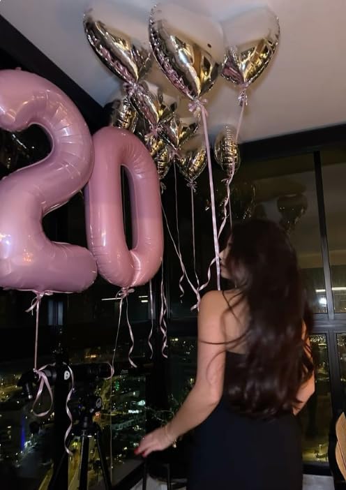 Big 40 Inch Pearlescent Pink 2 Number Balloon Birthday Decoration, Pearl Pink Number 2 Helium Balloons 12 20 22 23 24 26 28 32 42 Celebration, Boy Girl Baby Anniversary Party Graduations Supplies