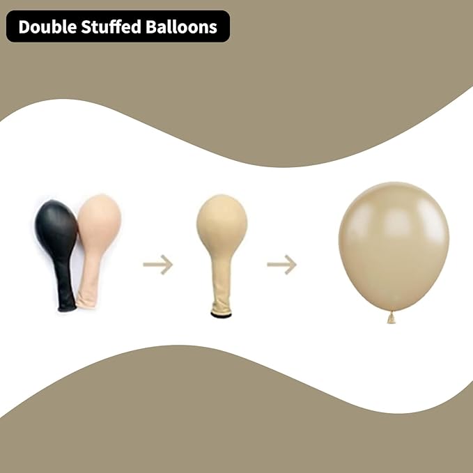 White Sand Balloons Set, 60 Packs 12 Inch Double Stuffed Beige Boho Balloons with Metallic Chrome Champagne Nude Neutral Cream Balloon for Bridal Shower Baby Shower Birthday Wedding Party Decoration