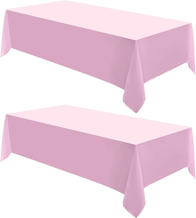 VidaFete Tablecloth 2 Pack 90 * 156inch Rectangle Table Cloth Polyester, Stain Wrinkle Resistant Polyester Dining Table Cover for Kitchen Dinning Party Wedding Rectangular Buffet Decoration(Pink)