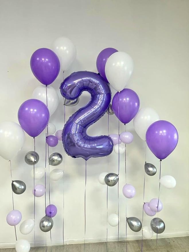 40 Inch Number Balloons, Purple Balloons 12th Birthday Decoration For Woman Man, Foil Number 12 Ballon for 12, 21 Anniversary, Bridal Shower, Graduation, Wedding, New Year, Valentine's Day