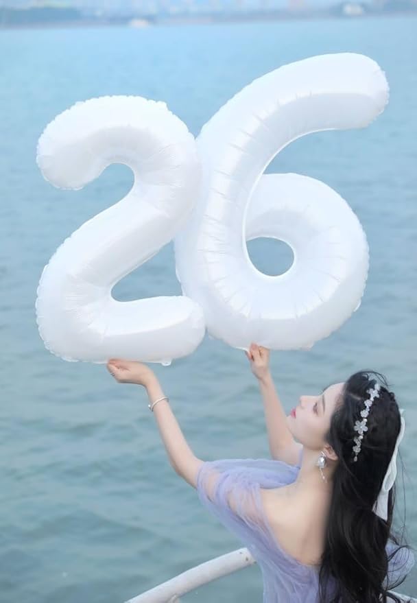 8 Balloon Numbers, 40 Inch White 8 Birthday Decoration for Women And Men, Balloons Decoration for Happy 8 18 28 80 Birthday, Wedding Anniversary, New Year, Party Decoration