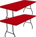 Smiry 2 Pack Rectangle Picnic Table Cloth, Waterproof Elastic Fitted Tablecloths, Washable Polyester Rectangular Patio Table Cover for Camping, Indoor and Outdoor (Red, 36"x60")