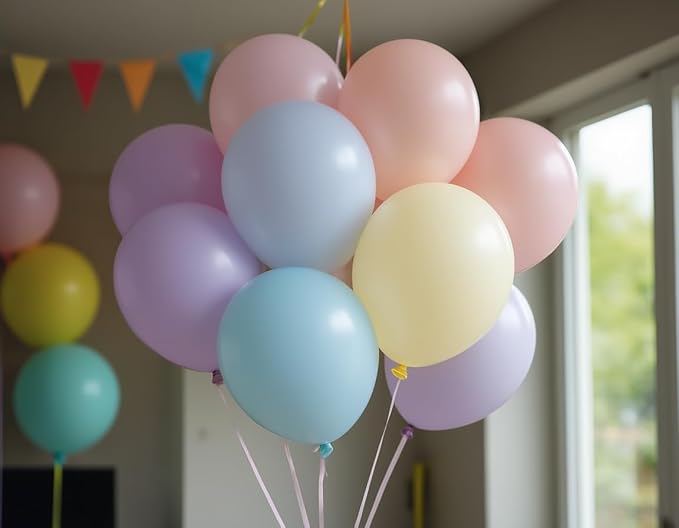 AFTERLOON® Biodegradable Balloons 24 pcs Pastel Assorted 10 Inch, Matte Color Thickened Extra Strong Natural Latex Helium Float, Colorful Bulk Color ballon Globos Para Decoration De Fiestas Rainbow