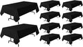 sancua 10 Pack Black Tablecloth 60 x 120 Inch, Rectangle Table Cloth for 8 Feet Tables - Stain and Wrinkle Resistant Washable Polyester Table Cover for Dining Tables, Buffet Parties and Camping
