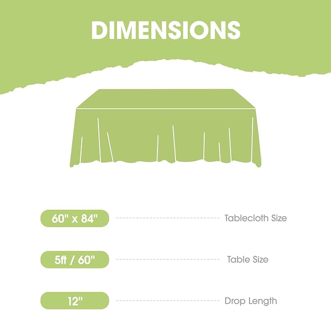 Pureegg Rectangle Table Cloth 60" x 84" – Durable Polyester Tablecloth Offers Reusable & Washable Protection, Ideal for Outdoor Party, Picnic, Wedding, Banquet and Birthday, 2 Pack, White