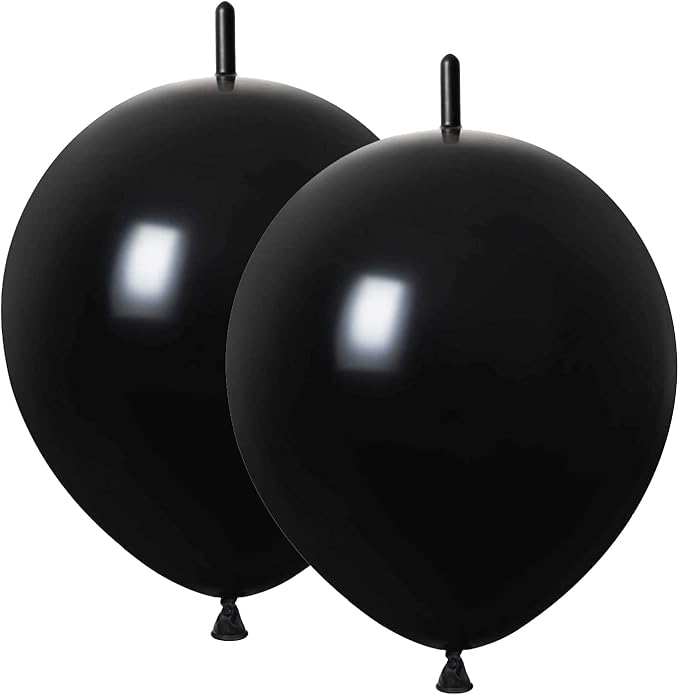 Link Balloons Black 12 Inch Latex Quick Linkale Balloon 160 Pcs for Birthday, Halloween, Christmas, Party Festival Decorations