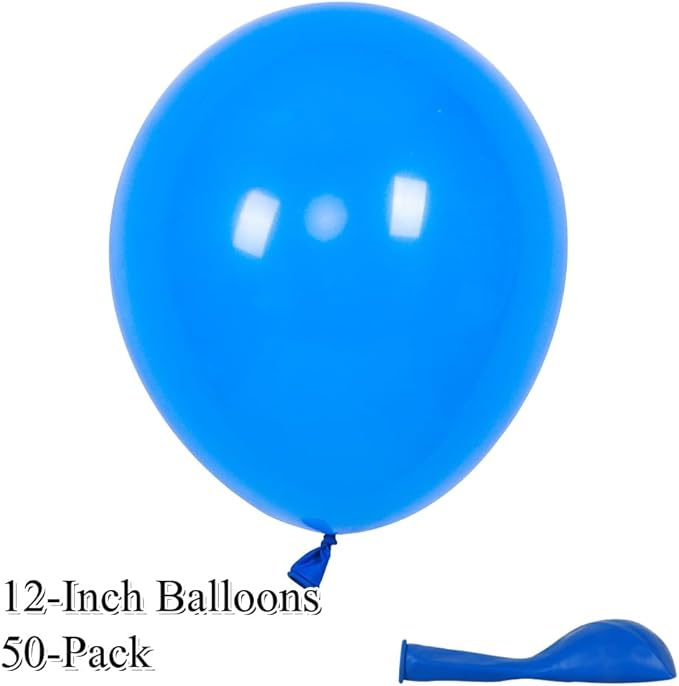 50 Pack 12 Inch White and Blue Latex Balloons (25 + 25), Baby Boy Shower Decorations, Graduation Party Supplies, Sports & Tailgate Balloon Arch Kit, Nautical Theme, Photo Backdrop