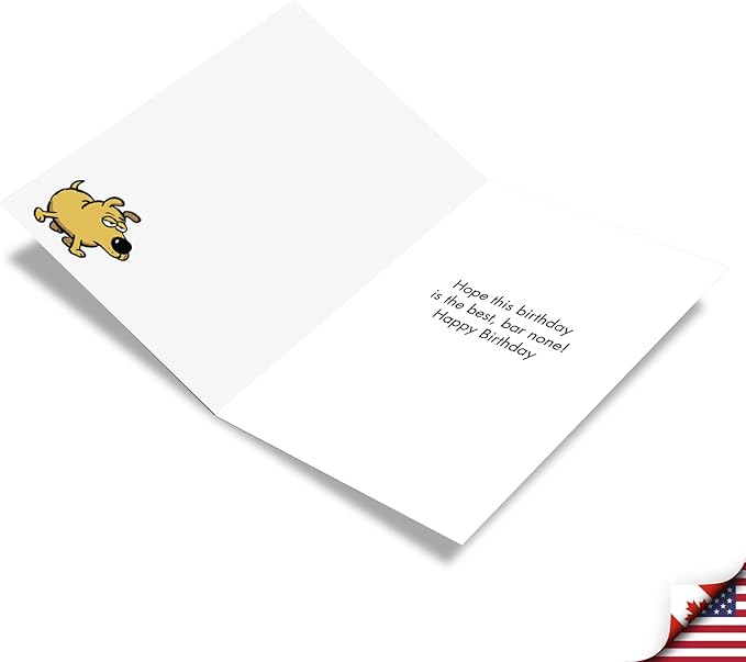 NobleWorks - 1 Happy Birthday Greeting Card Funny - Cartoon Comic Humor, Celebrate Birthdays Notecard - Saloon Dog Door C7368BDG