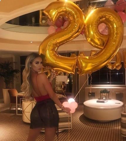 40 Inch Big Gold 9 Balloon Number, Jumbo Giant Happy 9th 19 29 39 49 99 Birthday Party Decorations, Large Nine Mylar Foil Anniversary Birthday Party Engagement Decorations