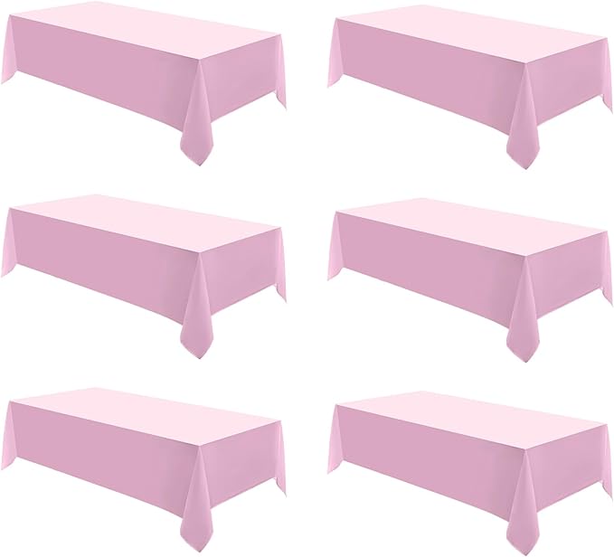 VidaFete Tablecloth 6 Pack 90 * 132inch Rectangle Table Cloth Polyester, Stain Wrinkle Resistant Polyester Dining Table Cover for Kitchen Dinning Party Wedding Rectangular Buffet Decoration(Pink)