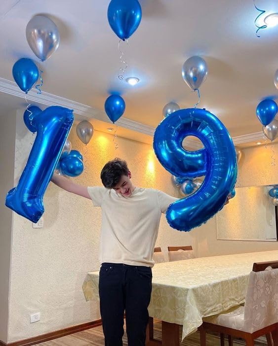 40 Inch Navy Blue 1 Balloon for First Birthday, Blue One 1st Number Balloon Birthday Decorations for Boy Man Toddler Baby, 10th 21st, Giant Number 1 Balloon