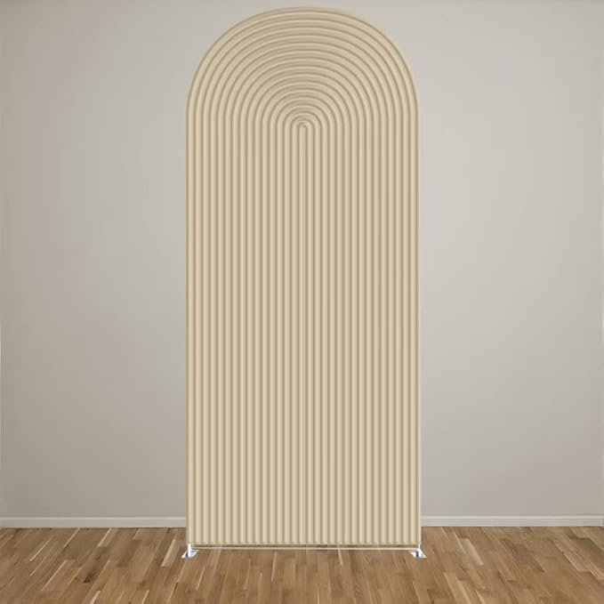 HUAYI Light Tan Ripples Pattern Arch Backdrop Cover for Birthday Party Wedding Baby Shower Decorations Chiara Backdrops Arched Wall Frame Stands Covers Props GP-454 3ft * 5ft