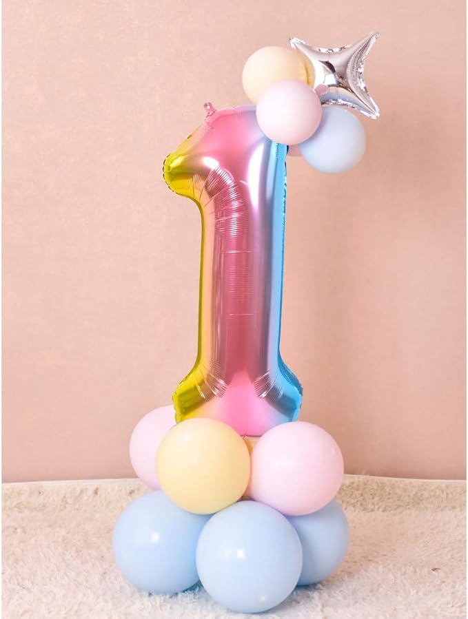 TONIFUL 40 Inch Rainbow Large Numbers Balloons 0-9, Number 2 Digital 2 Helium Balloons, Foil Mylar Big Number Balloons for Birthday Party Anniversary Supplies Decorations