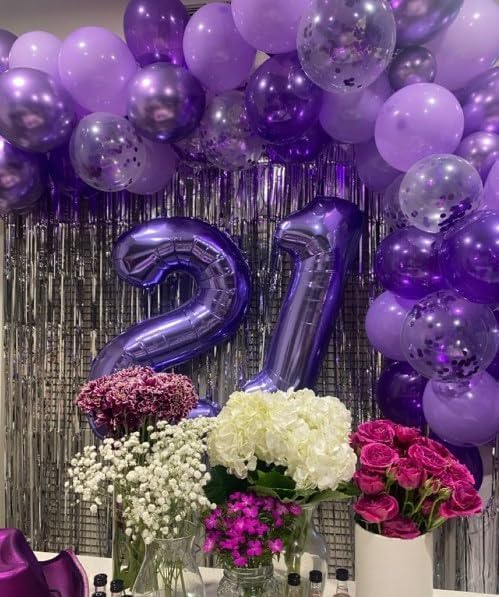 Purple Number 1 Balloon 40 inch, Number 1 Birthday Balloon for Boy Girl, Purple Foil One for 1st 10 11 12 16 18 Birthday Party, Anniversary Celebration Number Balloons Decorations