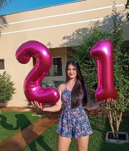 40 Inch Hot Pink 1 Number Balloon, 1 Number Balloons Birthday Decorations for Girl Kids Toddler Baby, Giant Number 1 Balloon