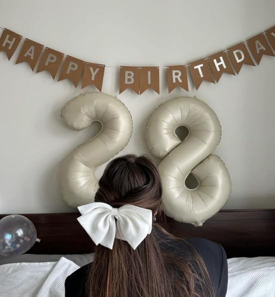 Cream White Number 7 Birthday Balloon 40 Inch, Digital Balloons for 7 17 27 70 77 Party Celebration Decorations Supplies, Mylar Foil Numbers Balloon for Seven Wedding Anniversary