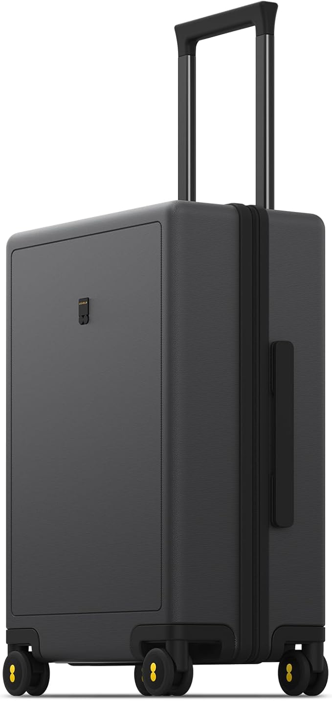 LEVEL8 Rolling Carry on Luggage Airline Approved, Carry-on Suitcases with Wheels, Lightweight Luminous Textured Luggage for Men Women, Tsa Lock, 20 Inch, Dark Grey