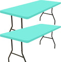 Smiry 2 Pack Rectangle Picnic Table Cloth, Waterproof Elastic Fitted Tablecloths, Washable Polyester Rectangular Patio Table Cover for Camping, Indoor and Outdoor (Aqua, 30"x48")