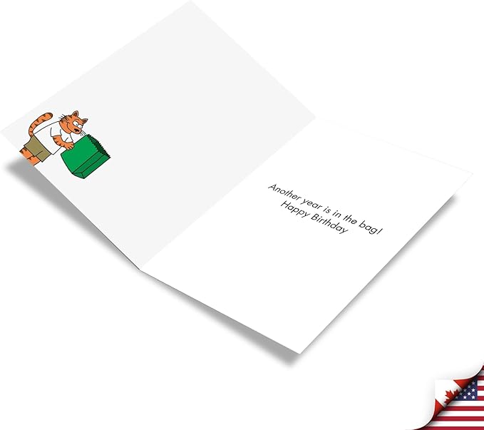 NobleWorks - 1 Funny Animal Card for Birthdays - Pet Cat and Dog Humor, Birthday Notecard with Envelope - Empty Bag C3334BDG
