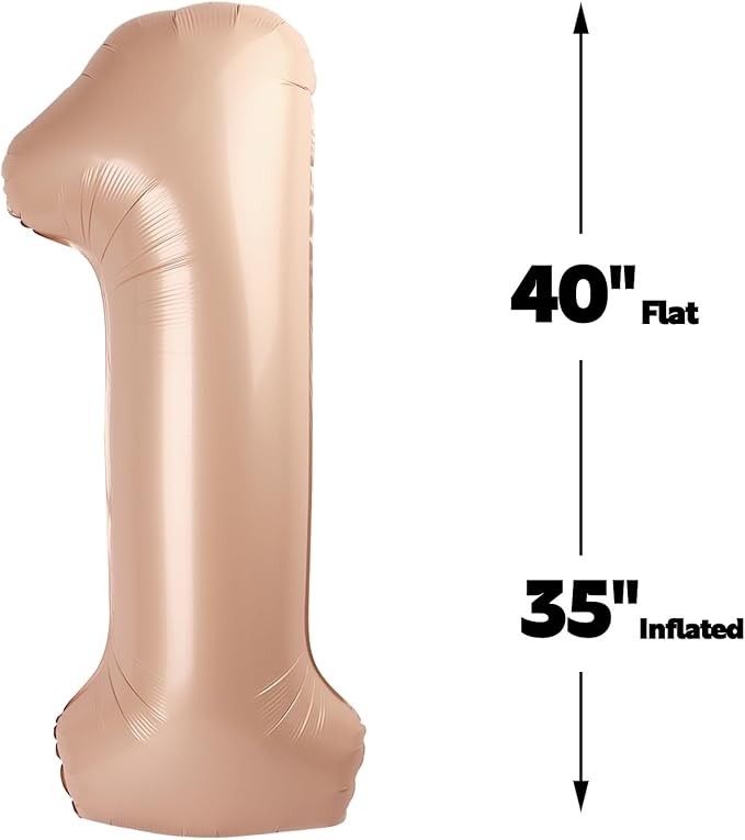 Light Brown Number 1 Balloon 40 inch, Number 1 Birthday Balloons for Boy Girl, Light Brown Foil One Balloon for 1st 10 11 12 16 18 Birthday Party, Anniversary Celebration Numbers Decorations
