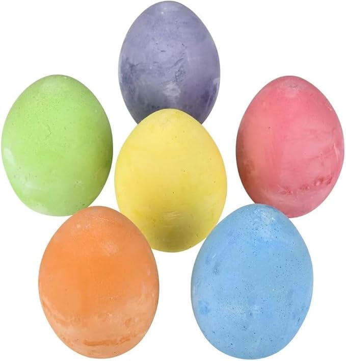 12-Pack Easter Egg Chalk, Sidewalk Chalk for Kids, Easter Basket Stuffers Gifts Fillers, Perfect For Easter Egg Hunt, Party Favors, 2.5" Inch
