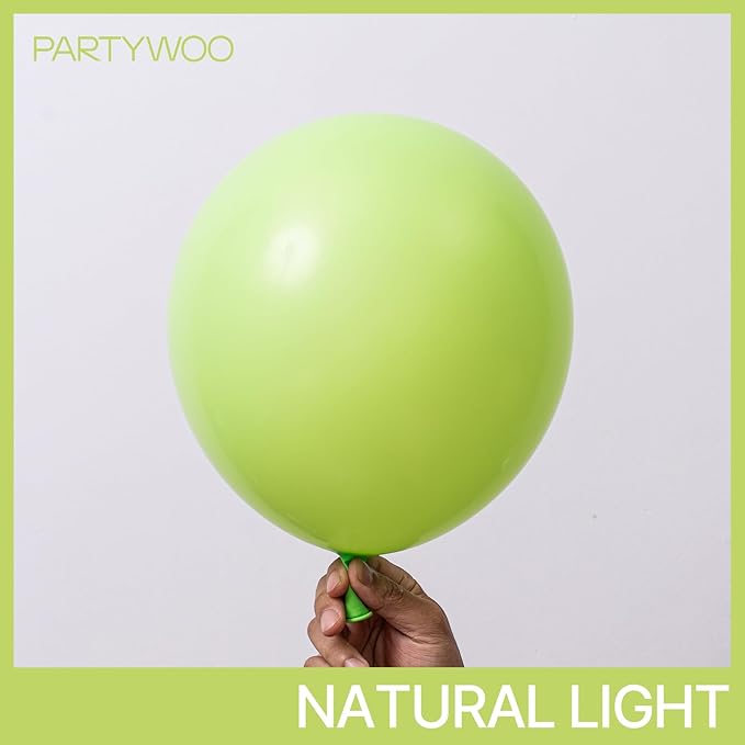 PartyWoo Lime Green Balloons 140pcs Different Sizes of 18 12 10 5 Inch Light Green Latex Balloon Arch Kit for Wedding Birthday Dinosaur Jungle Golf Football Theme Party Decorations Green-Y6