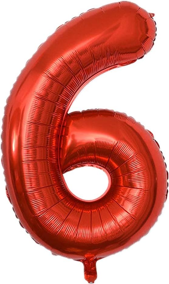 40 Inch Large Foil Helium Number Balloon Birthday Wedding Party 0-9 (Red, 6)